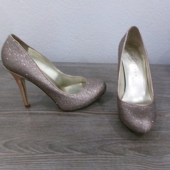 Rose Metallic Gold Multi Color Glitter High Stiletto Heels Ivanka Trump 7.5 - Picture 8 of 16